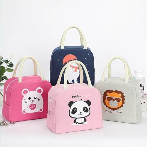 Cute Cartoon Food Container Bag Lunch Thermal Cooler Insulated Pouch Panda Children Bento Box Snacks Hand Bags for Kids School
