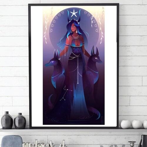 Nordic Home Decor Ancient Egypt and Greek Mythology Poster Sopdet Canvas Painting Wall Art Prints Abstract Picture Frameless