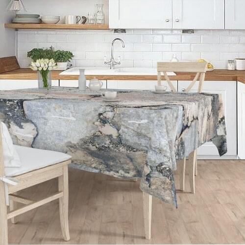 Tablecloth Living Room Kitchen grey marble patterned micro fabric cover runner pattern Free Shipping