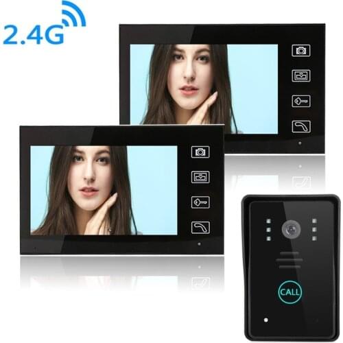 SmartYIBA CMOS 2 Cameras 2 Monitors LCD Kits 7"Home Video Door Phone Unlock Funtion Intercom Visual Door Bell Kits Touch Button