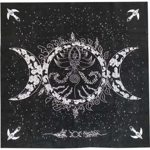 Three Moon Phase Goddess Tarot Card Oracle Card Tablecloth Velvet Divination Altar Cloth Board Game Astrology Oracle Card Mat
