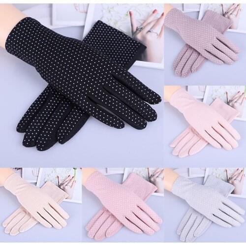 Women Touch Screen Thin Cotton Gloves Lace UV Sun Against Non Slip Riding Car Gloves Spring Summer Driving Gloves