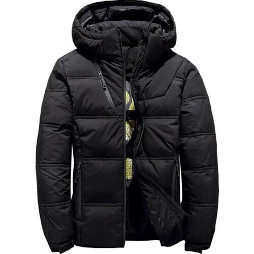High Quality Fashion Brand Men Down Jacket Slim Thick Warm Solid Color Hooded Coats Fashion Casual Down Jackets Male