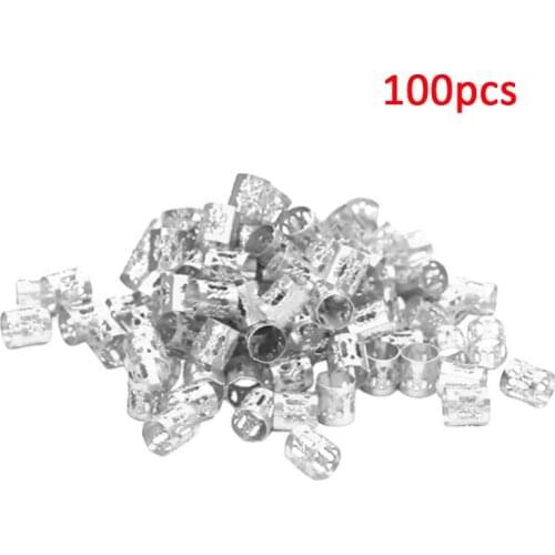 100Pcs/pack Golden Silver Blue Micro Hair Dread Braids Dreadlock Adjustable Tube Beads Cuffs Hair Clips Hair Decor Accessories