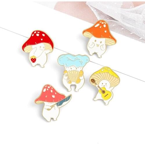 Cute Mushroom Women Brooches Colorful Badge Jewelry Simulation-Pearl Mushroom Brooch Pins For Girls Women on Clothes