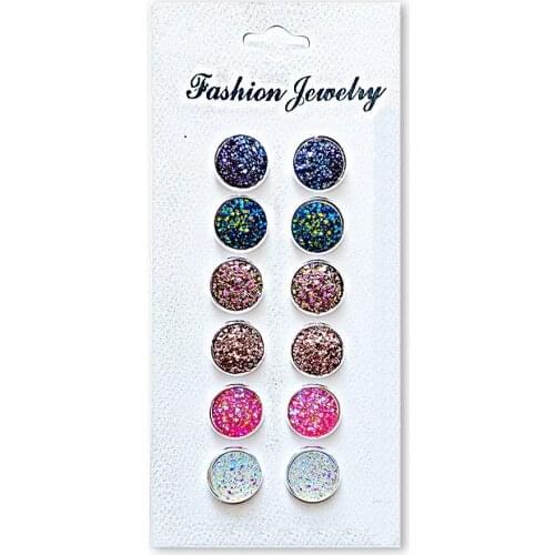 New Fashion Silver Color Earrings for Women Artificial Druzy Simple Stud Earring Bohemia Jewelry Pendientes Mujer Earrings Set