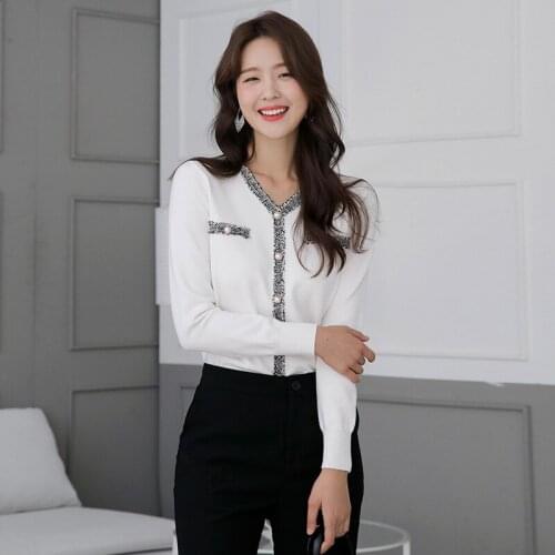 Knitted Pullover Woman Sweaters Fall 2020 Women Clothing French Long Sleeve Fashion Chic V Neck Pullovers Jumpers Pull Femme