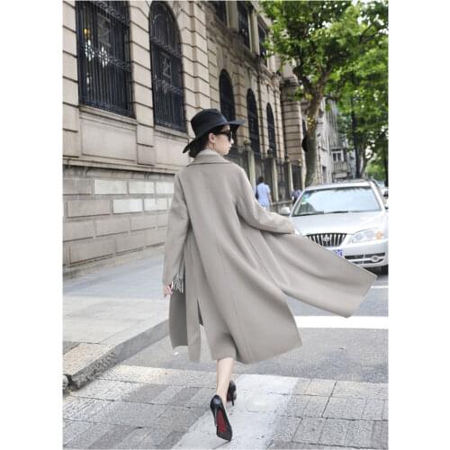 European Elegant Double Sided Wool Coat Women New Autumn Long Sleeve Belt Trench Coat For Women Outwear Hot LX1823