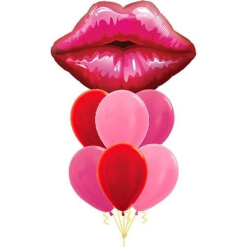 1set Lipstick Latex Balloons heart Ballon Red Lip Birthday Adult girl Wedding Decor Valentines Day Party Decorations 12Inch