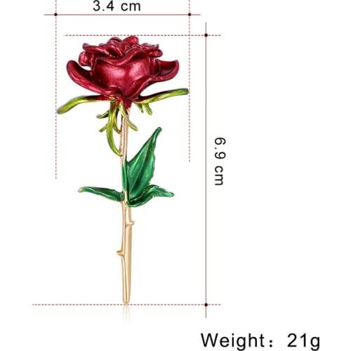 1 Pcs Flower Brooch Fashion Red and Gold Color Classy Pin Coat Suit Collar Accessories for Party Banquet Women Lady