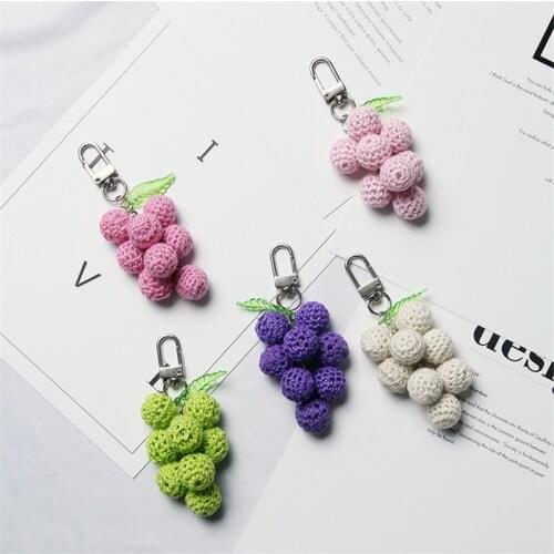 1Pcs Creative Simulation Fruit Grape Keyring Cute Strawberry Bag Pendant Cartoon Keychain Schoolbag Hanging Ornaments K39