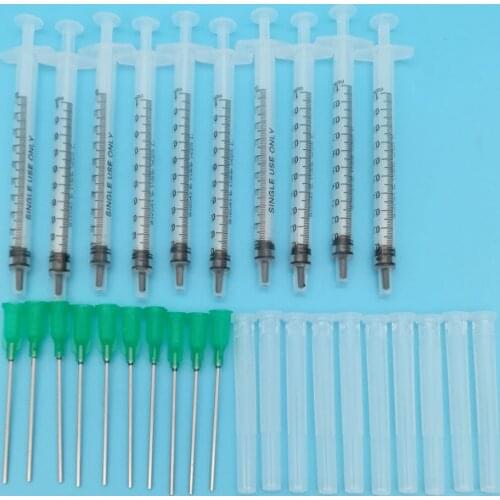 10Pcs 1ml Syringe with 18Ga 1.5'' Blunt Needle and Plastic Needle with Matching Cap For Mixing Liquids Gels Glues