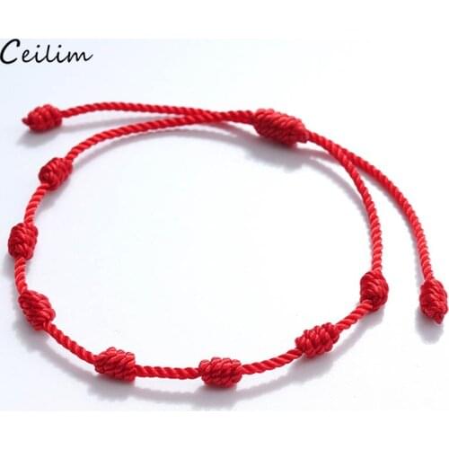 2pcs/set Lucky Red String Couple Bracelet 2021 New Handmade Adjustable 7 knots Braid Rope Wristband Men Women Friendship Jewelry