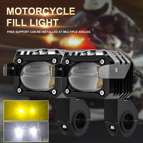2PCS Motorcycle LED Spotlights Motorcycles Auxiliary Light Bulb Motorcycle Projector Driving Lamp Shock Absorption Design