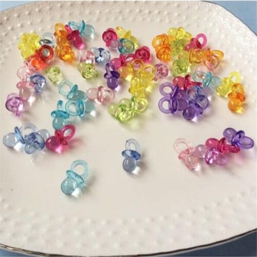 25/50pcs Acrylic Mini Pacifier Beads Baby Shower Decorations Plastic Pacifier Beads Birthday Party Decorations Kids Favor Gift-S
