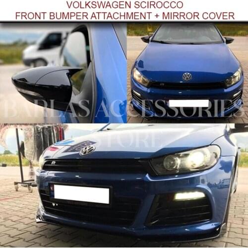 For Volkswagen Scirocco Accessories VW Scirocco Front Bumper Attachment + Scirocco Mirror Cover Piano Black