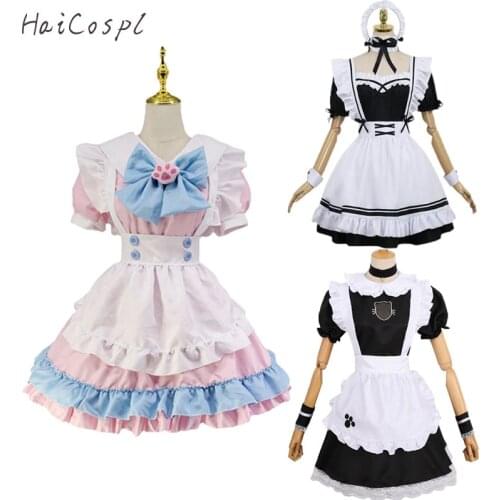 Anime Cosplay Costume Sexy Lady Waitress Maid Halloween Carnival Party Stage Dress Cute Cat Lolita Girls Cosplay Dresses 3 Style