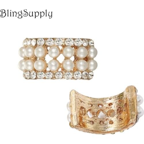 Free shipping pearl crystal rhinestone button 50PCS/lot for hair accessary (BTN-5713)