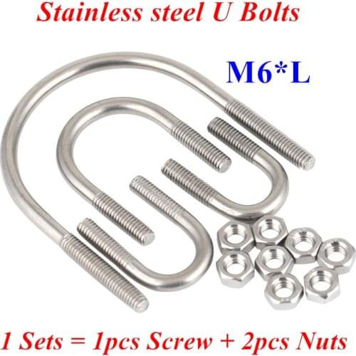 M6 U Bolts 304 stainless steel Pipe Clamp Stirrup Bolts U-shaped Buckle bolt U Screws