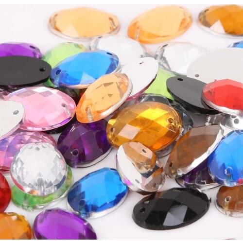 50Pcs Fashion 13x18mm Oval Shape Crystal Flatback Acrylic Beads Two Holes Loose Beads For Jewelry Making DIY Bracelet Necklace