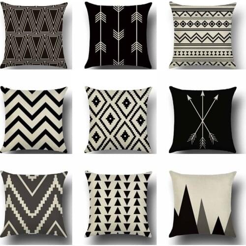 Black White Wave Stripe Geometric Throw Pillows Case Bohemia Pillow Cover 45*45cm Couch Cushion Cover For Sofa Car Home Decor