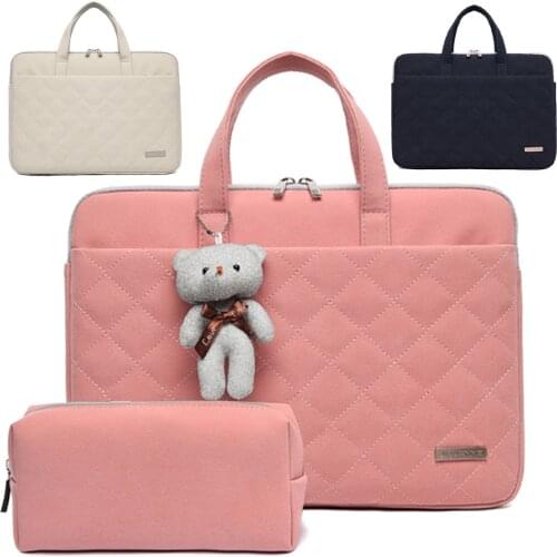 13 14 15.4 15.6 Inch Waterproof PU Diamond pattern Laptop Notebook Tablet Bags Case Briefcase Handbag Portable Kumon for women