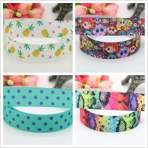 DHK 7/8'' Free shipping dot distroller pineapple snake colors printed grosgrain ribbon hairbow headwear decoration OEM 22mm S680