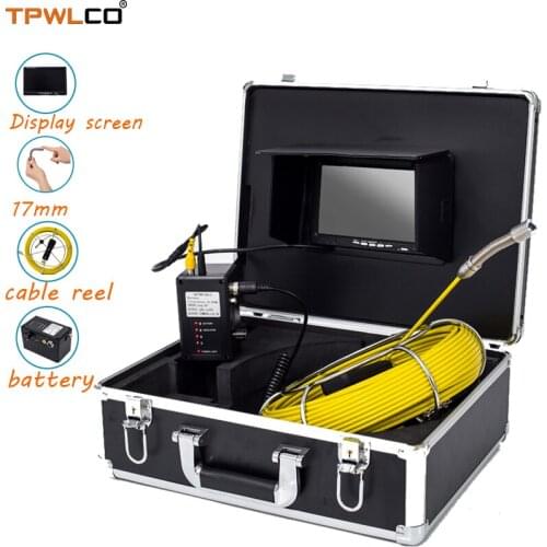 20-50m 17mm Drain Pipe Inspection Camera With 6pcs LEDS Light 7inch Monitor Industry Endoscope Underwater Video System With DVR