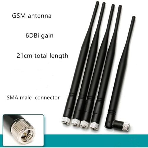 2pcs 800/850/900/1800/1900/2100MHz GSM glue stick antenna high gain 6DBi total length 21cm SMA male connector Omnidirectional
