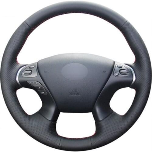 Top Leather Steering Wheel Hand-stitch on Wrap Cover For Infiniti JX35 Q70 QX60