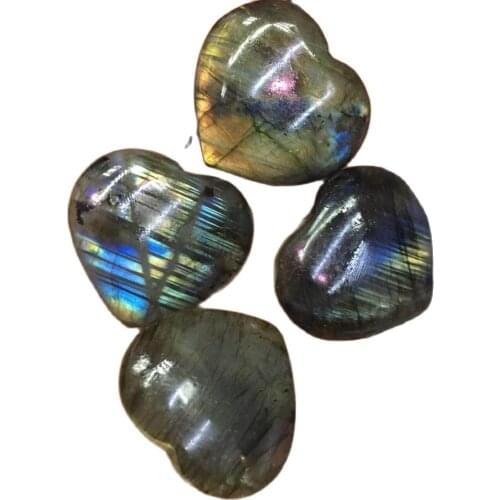Beautiful Color Natural Labradorite Heart Crystal Rough Polished Stone Healing Decoration Natural Quartz Crystals