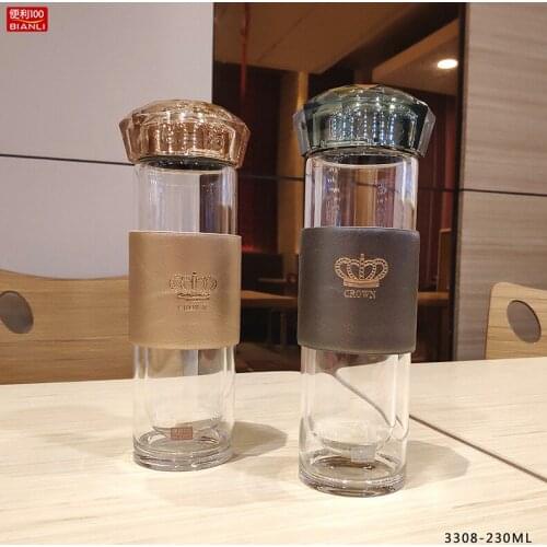 Creative Double-layer Glass Cup Fresh Student Girl Outdoor Portable Handy Cup Transparent High Borosilicate Water Cup Gift