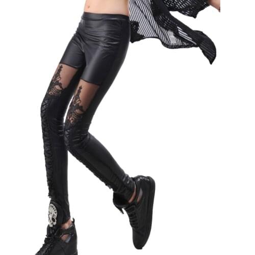 Women Fashion PU Legging Leather Printing leggins Slim High Waist Leggings Woman Pants Leggins Push Up