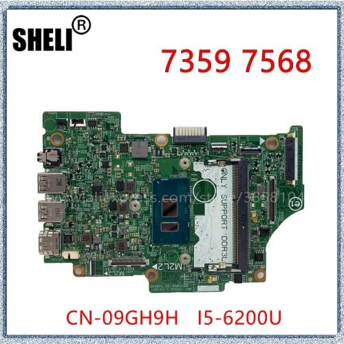 SHELI For DELL Inspiron 13 7359 7353 15 7568 Laptop Motherboard With 14275-1 I5-6200U CN-09GH9H 9GH9H 100%Tested