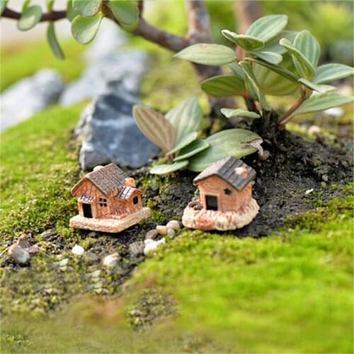 3pc Mini Small House Cottages DIY Toys Crafts Figure Moss Terrarium Fairy Garden Ornament Landscape Decor Random Color Dollhouse