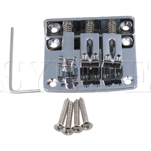 Silver Chrome Plated Zinc Alloy Electric Guitar Bridge Tailpiece with Screws & Wrench for 3 String Cigar Box Guitar Pack