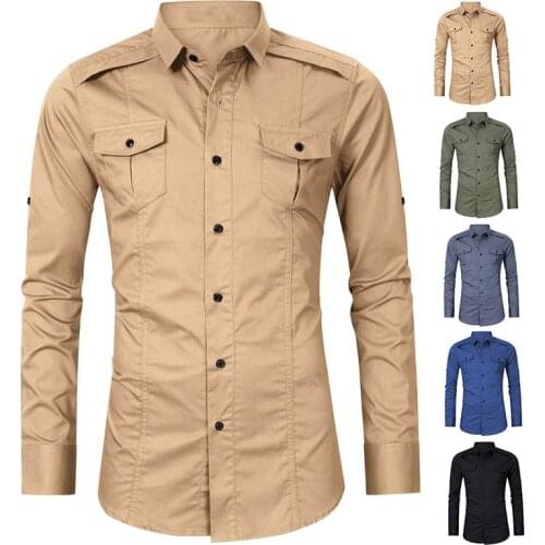 New 100% Cotton Long Sleeve Shirt For Men Solid Slim Fit Denim Shirt Turn Down Collar Casual Shirts \Business Male Clothing