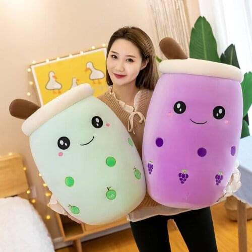 Stuffed Plush Milk Tea Cup Toys Pillow Kawaii Sleeping Pillow Cute Fruit Doll Plush Toy Children Birthday Christmas Present