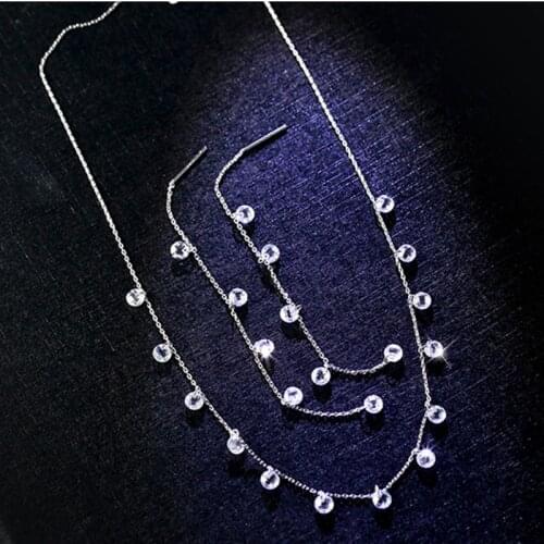 Simple 925 Sterling Silver Shiny Multi-Zircon Pendant Necklace Set Choker Circularity Pendant Gift For Fashion Woman NK047