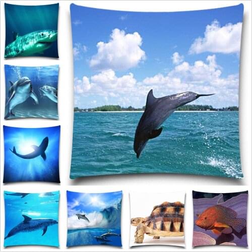 Cotton polyester throw pillow cover home decor funda cojines decorativos Decorative cushion covers Dolphin design