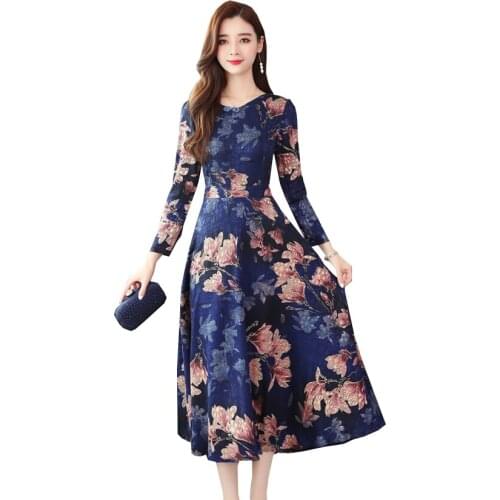 New Print Vintage Long Dress Women Fashion Sexy Plus Size Cheongsam Chinese Slim Spring Summer Medium length Dresses Female