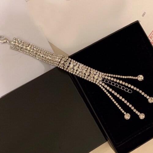 New classic luxury brand white crystal womens bracelet pop rock long fringe bracelet wedding banquet party jewelry girl gift
