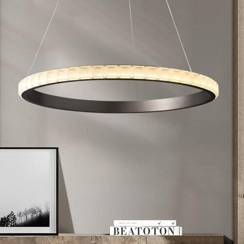 Dining Living Room LED Chandelier K9 Crystal Luxury Bedroom Hanging Light Modern Restaurant Stainless Steel Round Pendant Lamp