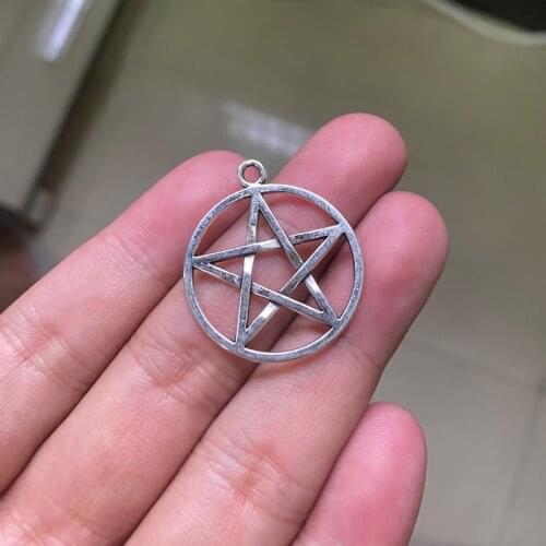 18pcs Pentagram Pendants Necklace Bracelet Keychain Aesthetic Accessories Jewelry Making Supplies, Charms For Jewelry Making