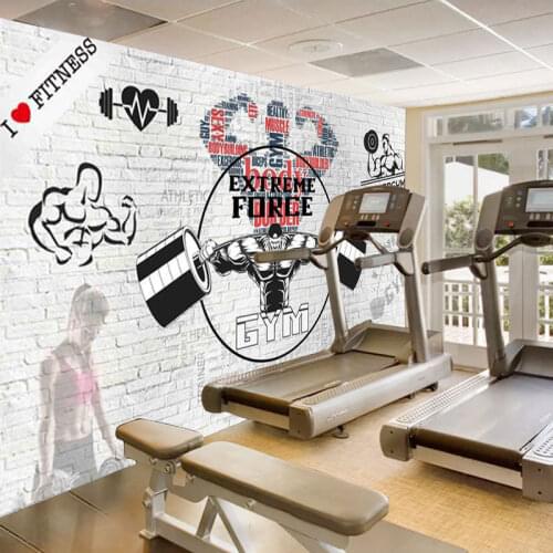 Custom Sports 3D Stereo Boxing Mural Wallpaper Graffiti Fitness Muscle Macho Mural Gym Yoga Background Wallpaper Mural