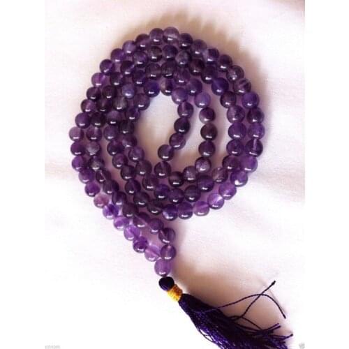 Lovely AAA beautiful Fine stone Crystal Mala Prayer Beads Buddhist 10mm Nobility Womans jewelry Girl gift for women jewelry