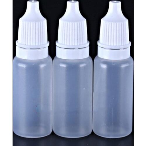 100Pcs 10ml Empty Plastic Dropper Bottles Container Vials, Suit for Solvents, Light oils, Paint, Essence, Eye Drops, Saline