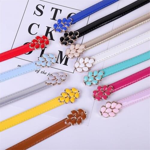 2020 Summer New Women Fashion Waist Belt Narrow Stretch Dress Belt Thin Buckle Leather Waistband High Quality A714