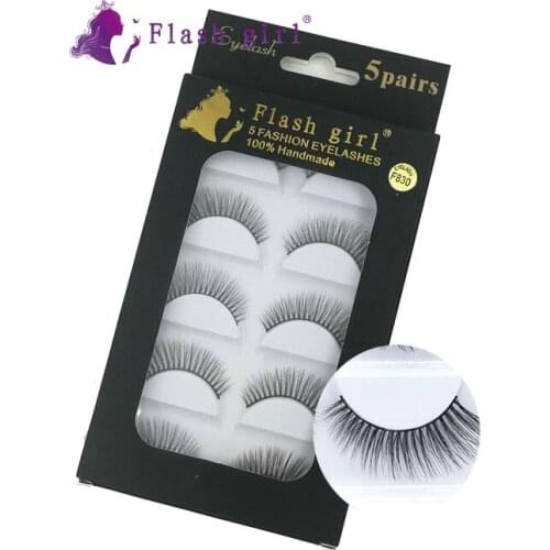 Most Popular 5 Pairs Mink Eyelashes F830 Natural Long Handmade Full Strip Lashes Thick Soft Reusable Eyelash With Black Package