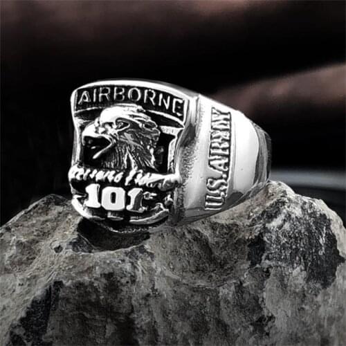 Silver Air Force Logo 101 Eagle Men Ring Punk Brothers Pairing Rings Gothic Accessories Jewelry Holiday Gifts 2021 Trend